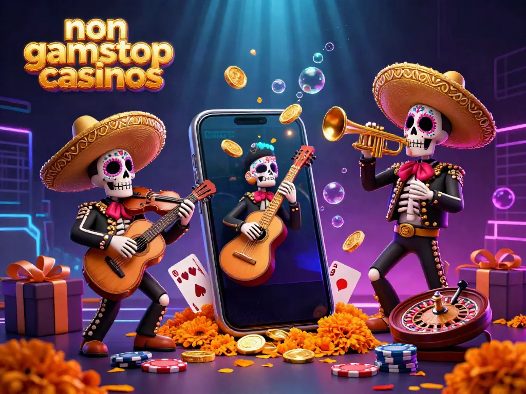 Experience vibrant non gamstop casinos with lively mariachi skeletons and dynamic gaming elements.