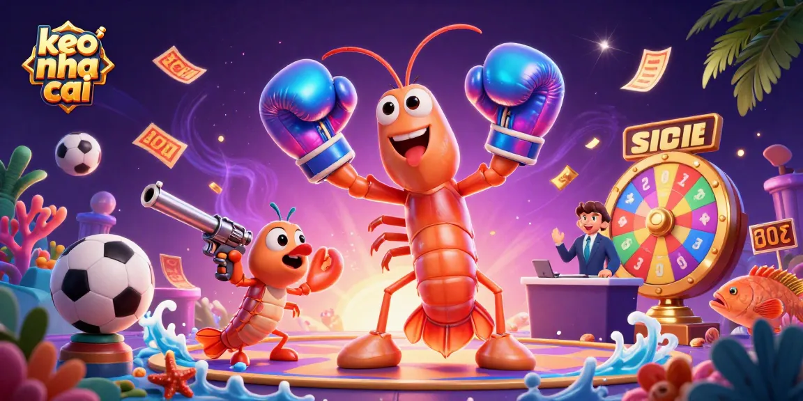 Engage with keo nha cai as vibrant sports betting elements surround animated characters in a dynamic scene.