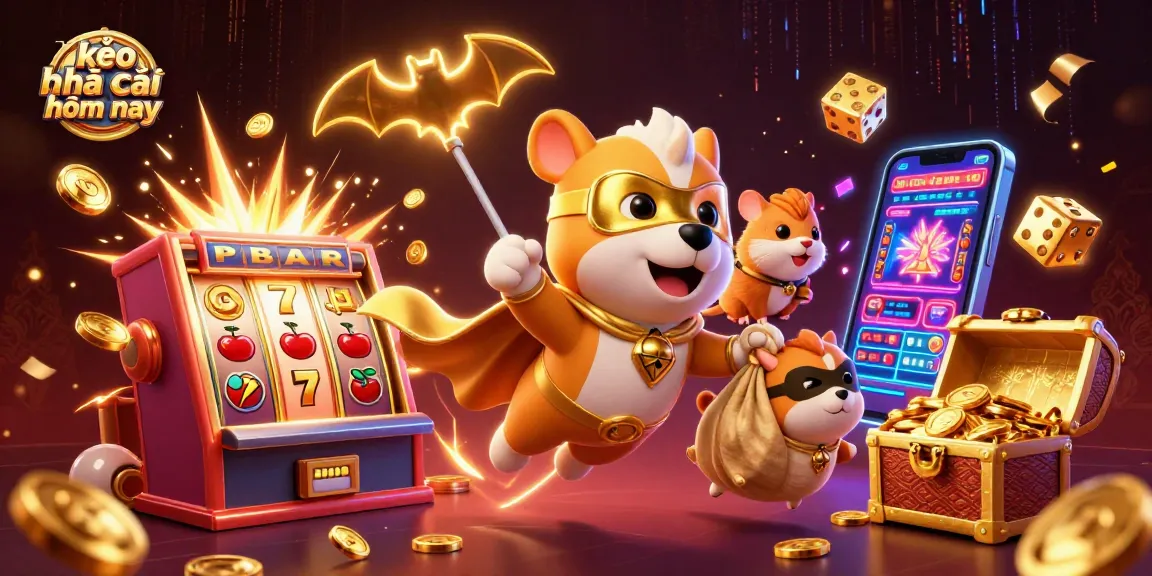 Engage with kèo nhà cái hôm nay in this vibrant cartoon scene filled with fortune and exciting elements.
